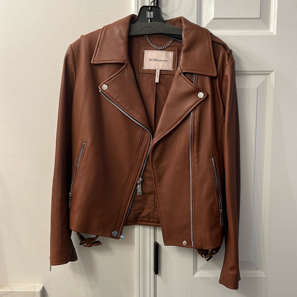 NWOT Camel Leather Jacket BCBGeneration